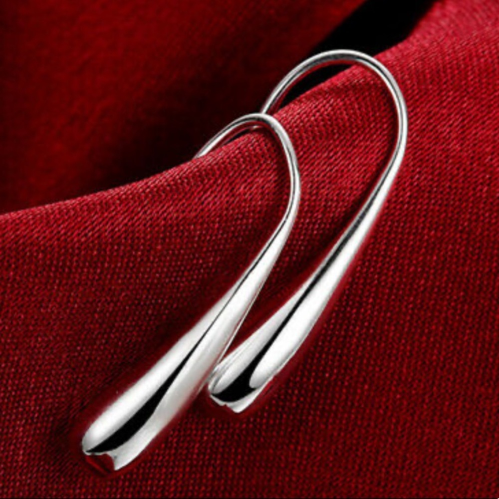 Simple Drop Earrings 925 Silver Earring A Pair/set - Picture 6 of 8
